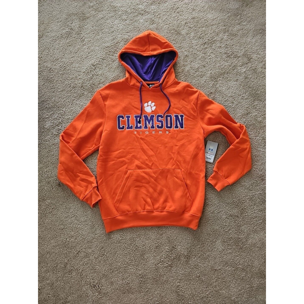 Clemson Tigers Hoodie Mens Medium Orange Embroidered Pullover NCAA